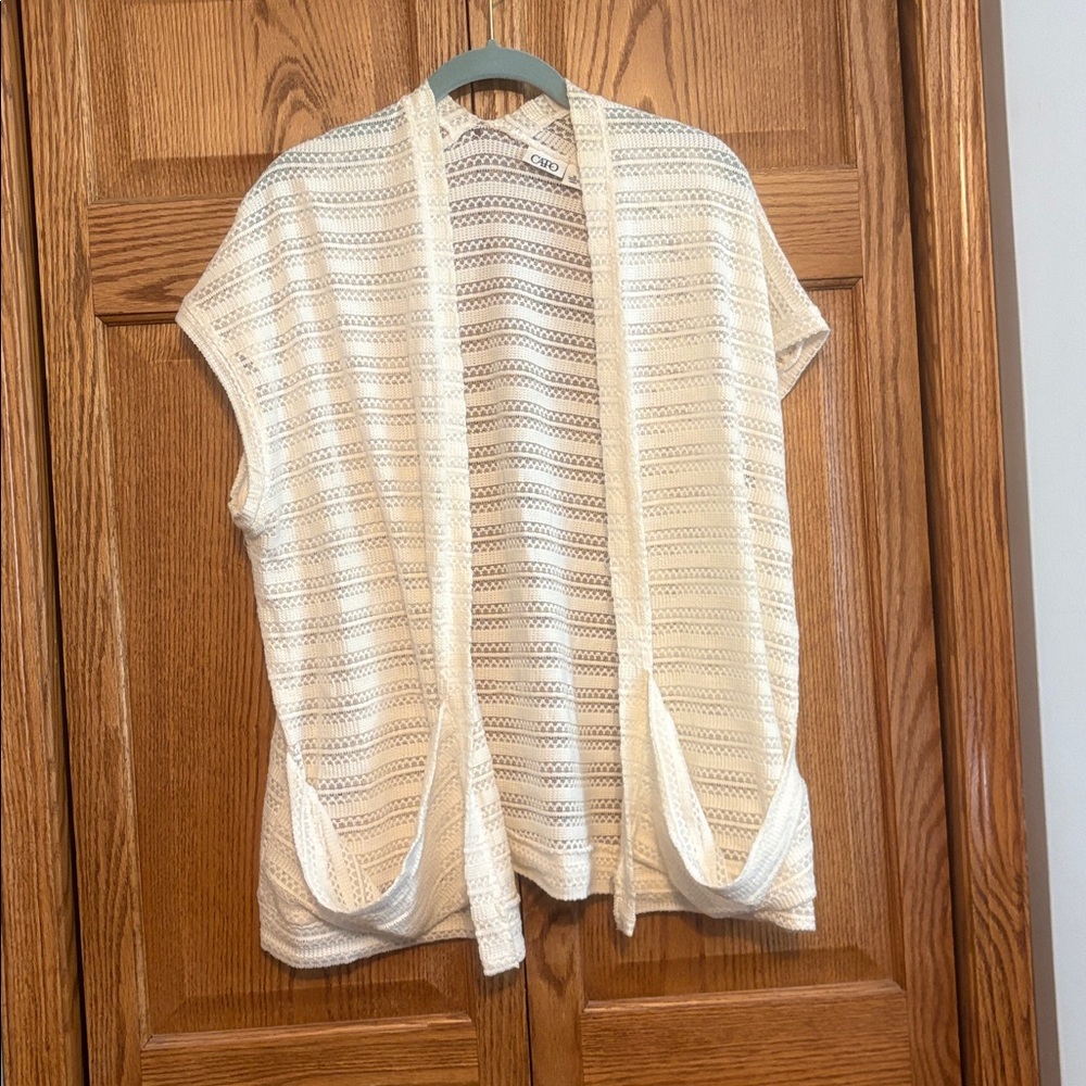 Cato Cream Open-Front Cardigan